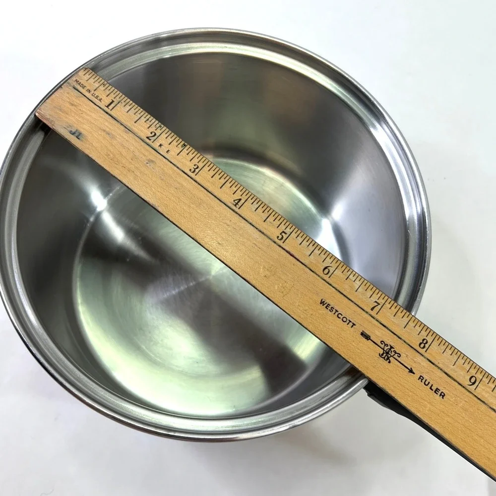 Lifetime 18-8 Stainless Steel 3 Qt Saucepan with Lid Wood Handle USA 7.5x4
